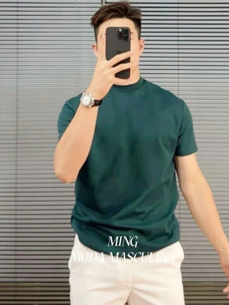 Camiseta Masculina Básica com Corte Regular – ideal para o verão Confortável e Respirável