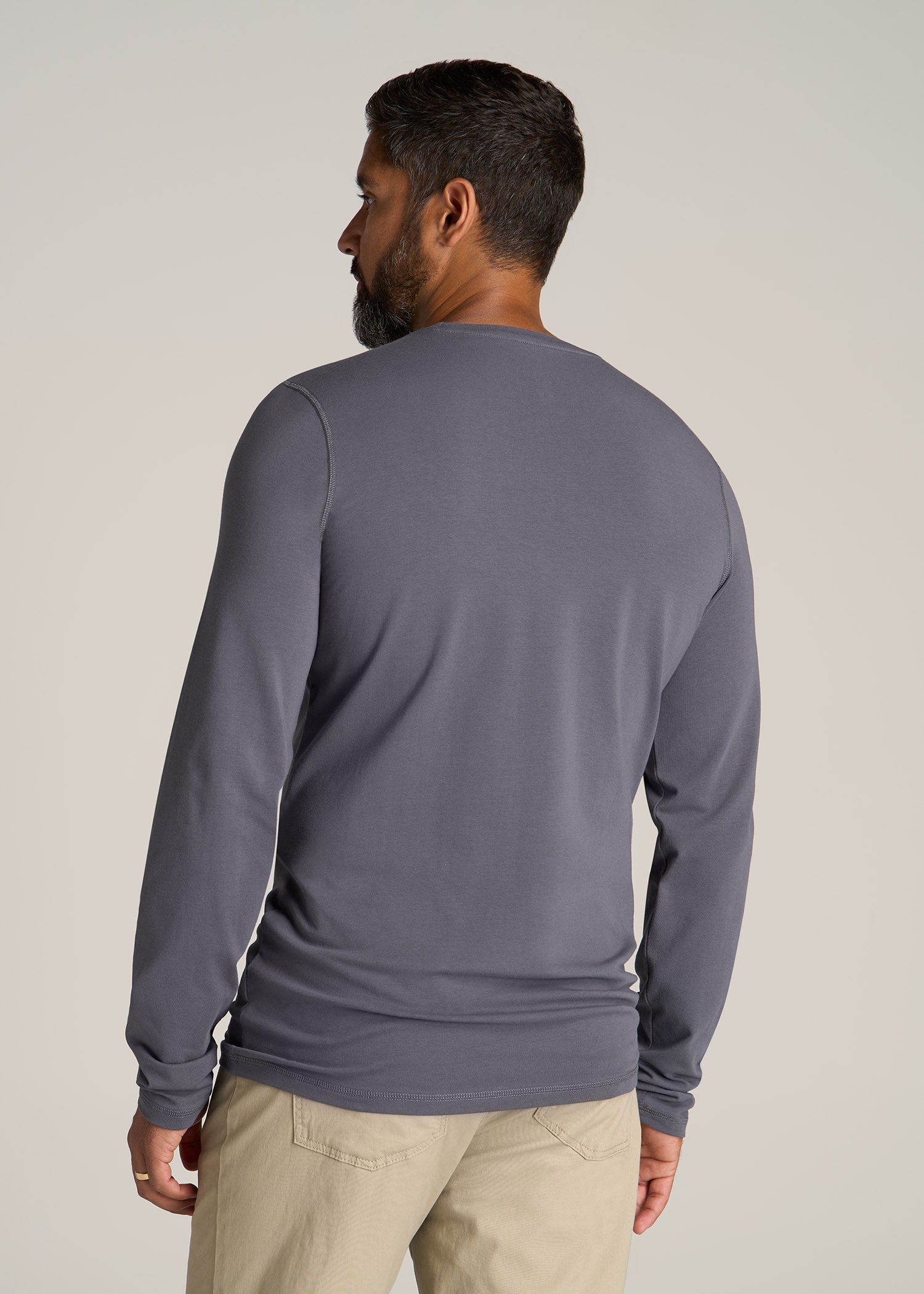 The Essential SLIM-FIT Long Sleeve Tee for Tall Men in Grey Blue