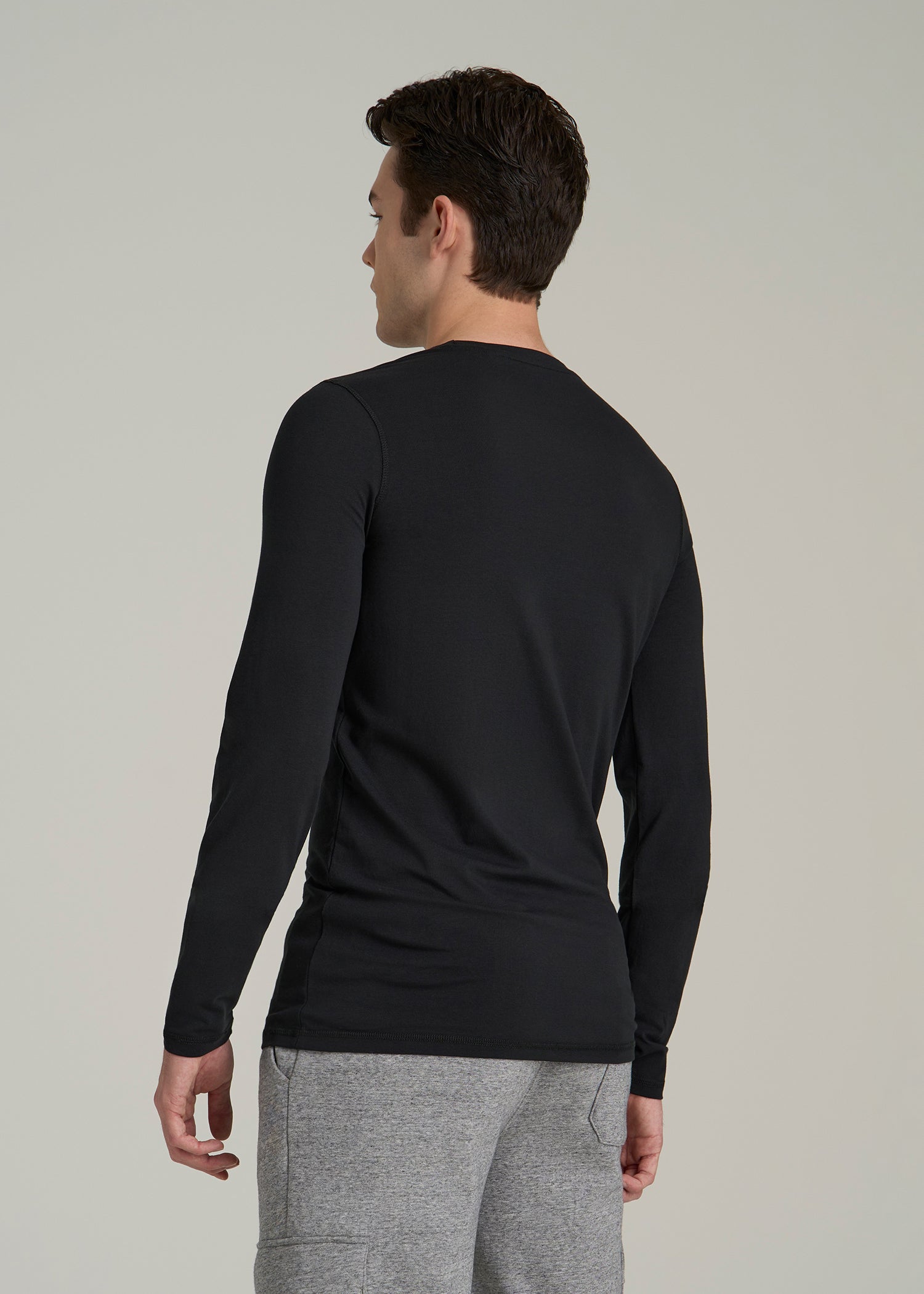 The Essential SLIM-FIT Long Sleeve Tee for Tall Men in Black