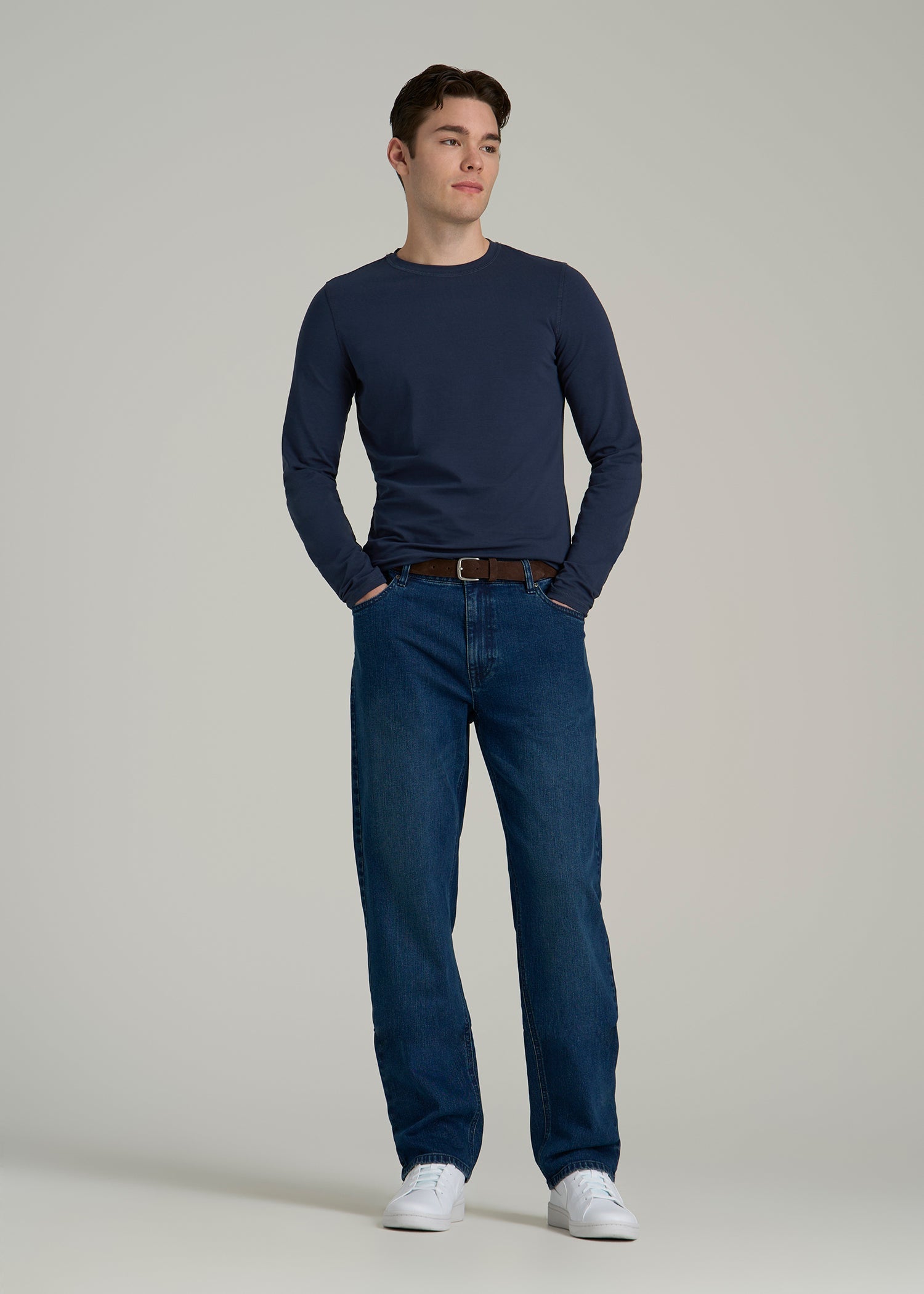 The Essential SLIM-FIT Long Sleeve Tee for Tall Men in Navy