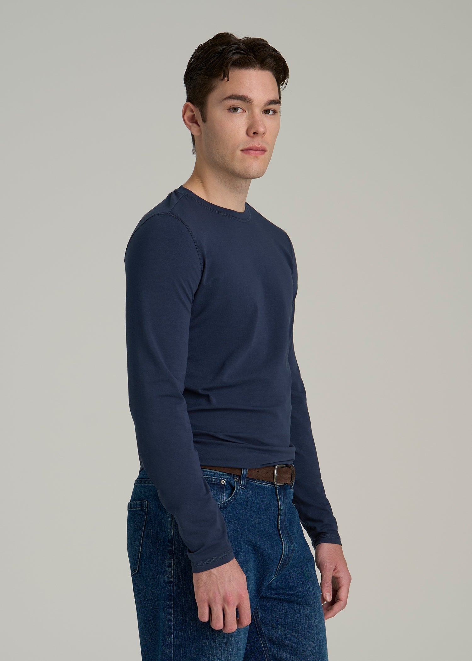 The Essential SLIM-FIT Long Sleeve Tee for Tall Men in Navy