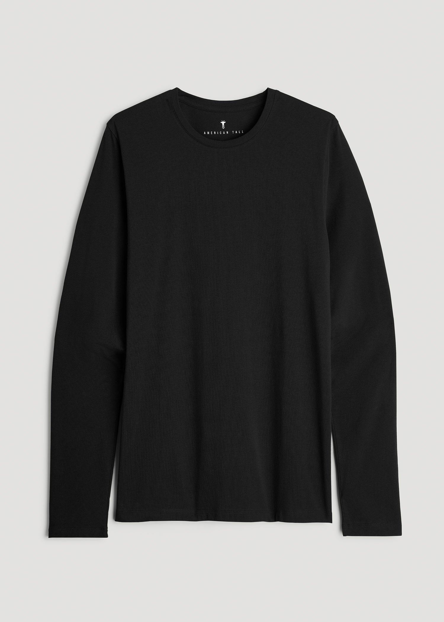 The Essential Modern Fit Crewneck Long Sleeve Tee for Tall Men in Black