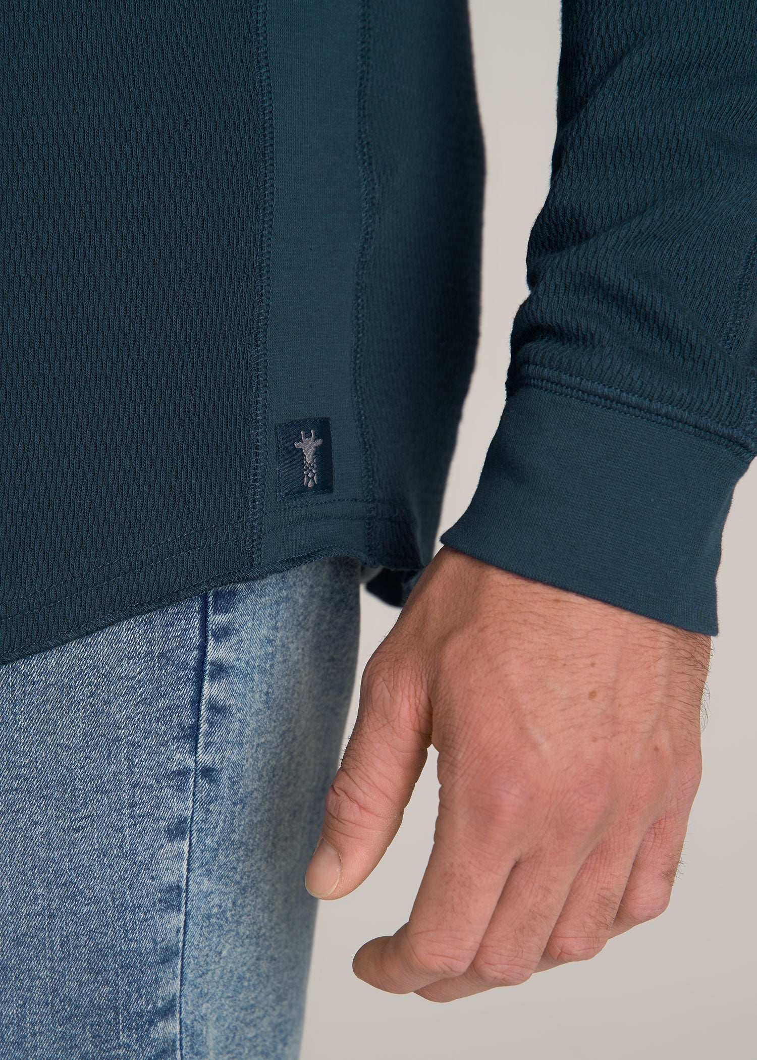 Double Honeycomb Thermal Crewneck for Tall Men in True Navy
