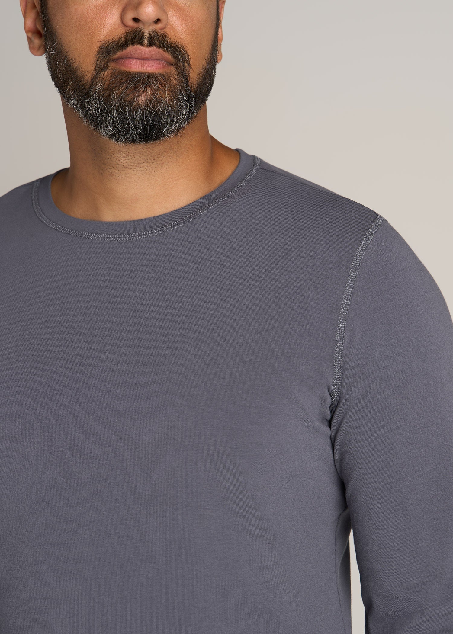 The Essential SLIM-FIT Long Sleeve Tee for Tall Men in Grey Blue