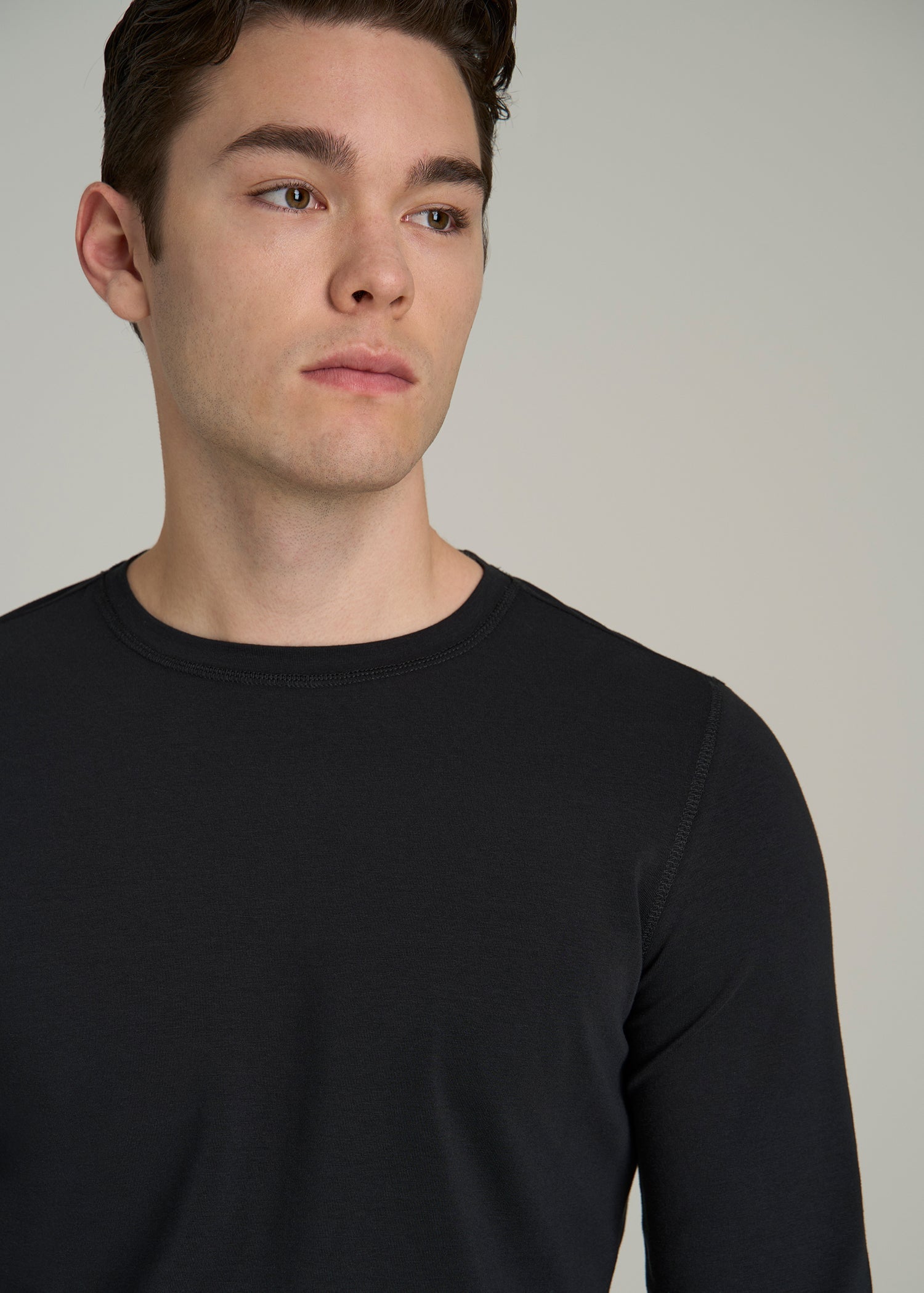 The Essential SLIM-FIT Long Sleeve Tee for Tall Men in Black