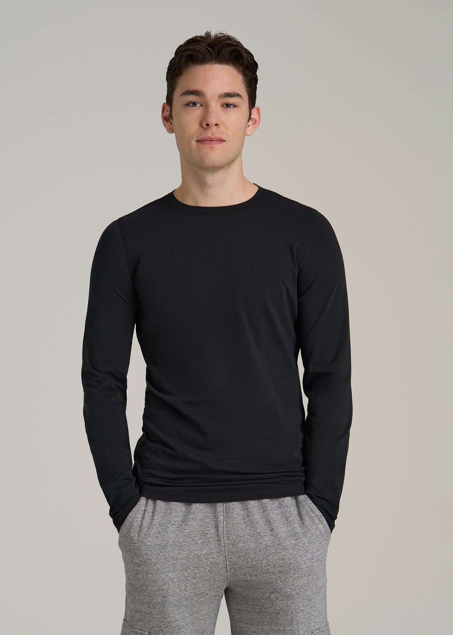 The Essential SLIM-FIT Long Sleeve Tee for Tall Men in Black