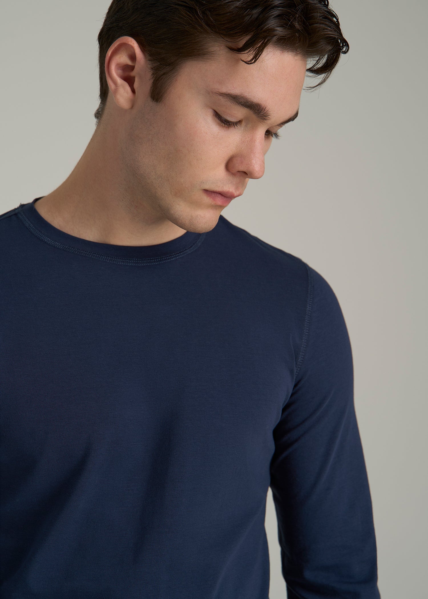 The Essential SLIM-FIT Long Sleeve Tee for Tall Men in Navy