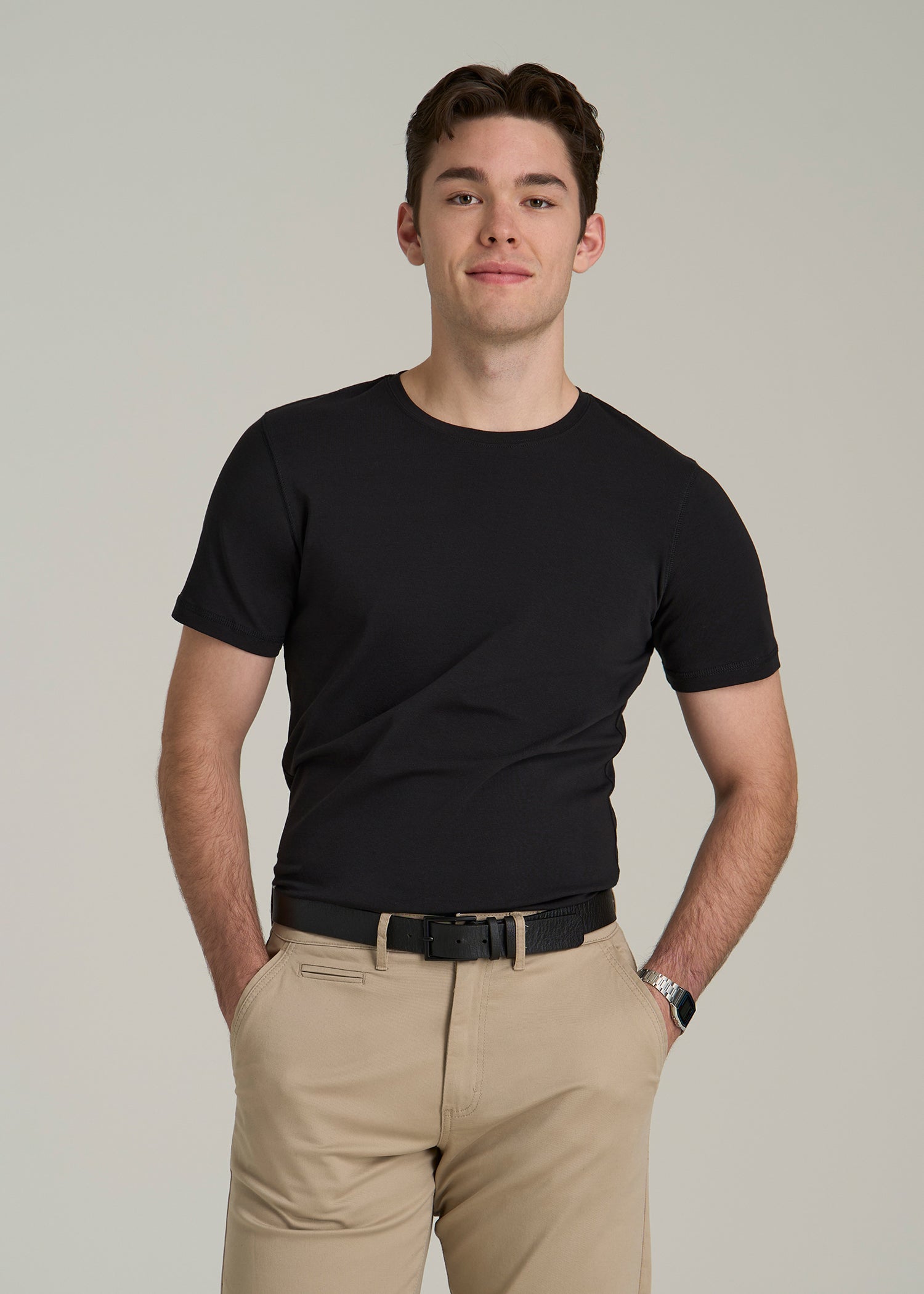 The Essential SLIM-FIT Crewneck Tee for Tall Men in Black