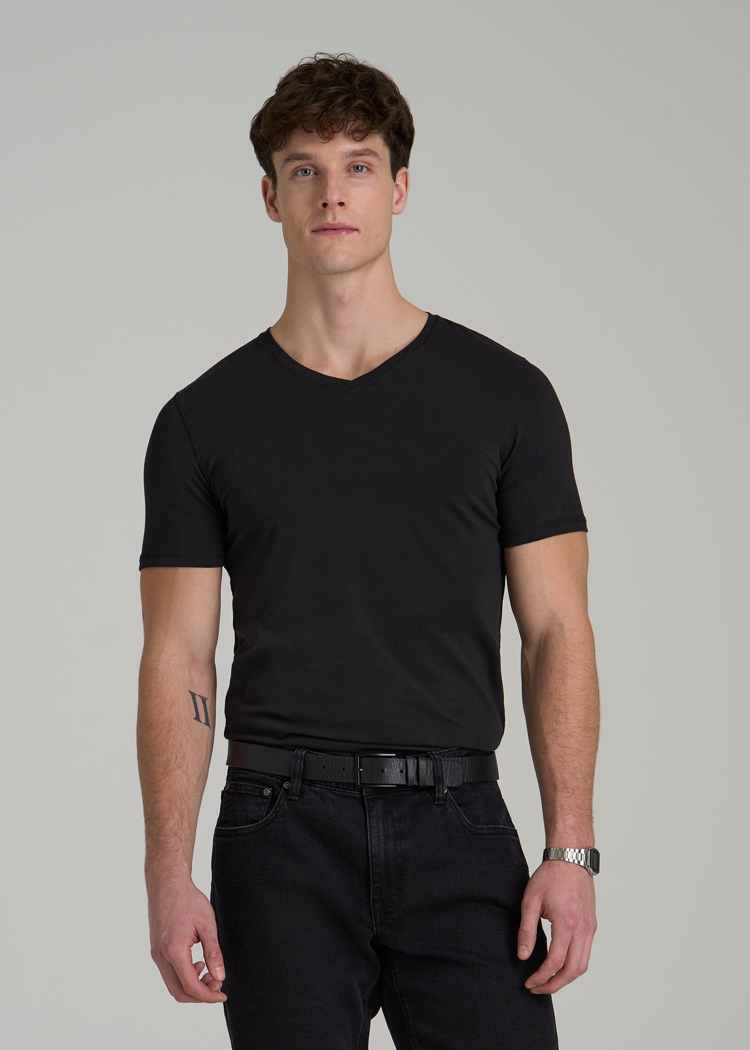 The Essential SLIM-FIT V-Neck Tee for Tall Men in Black