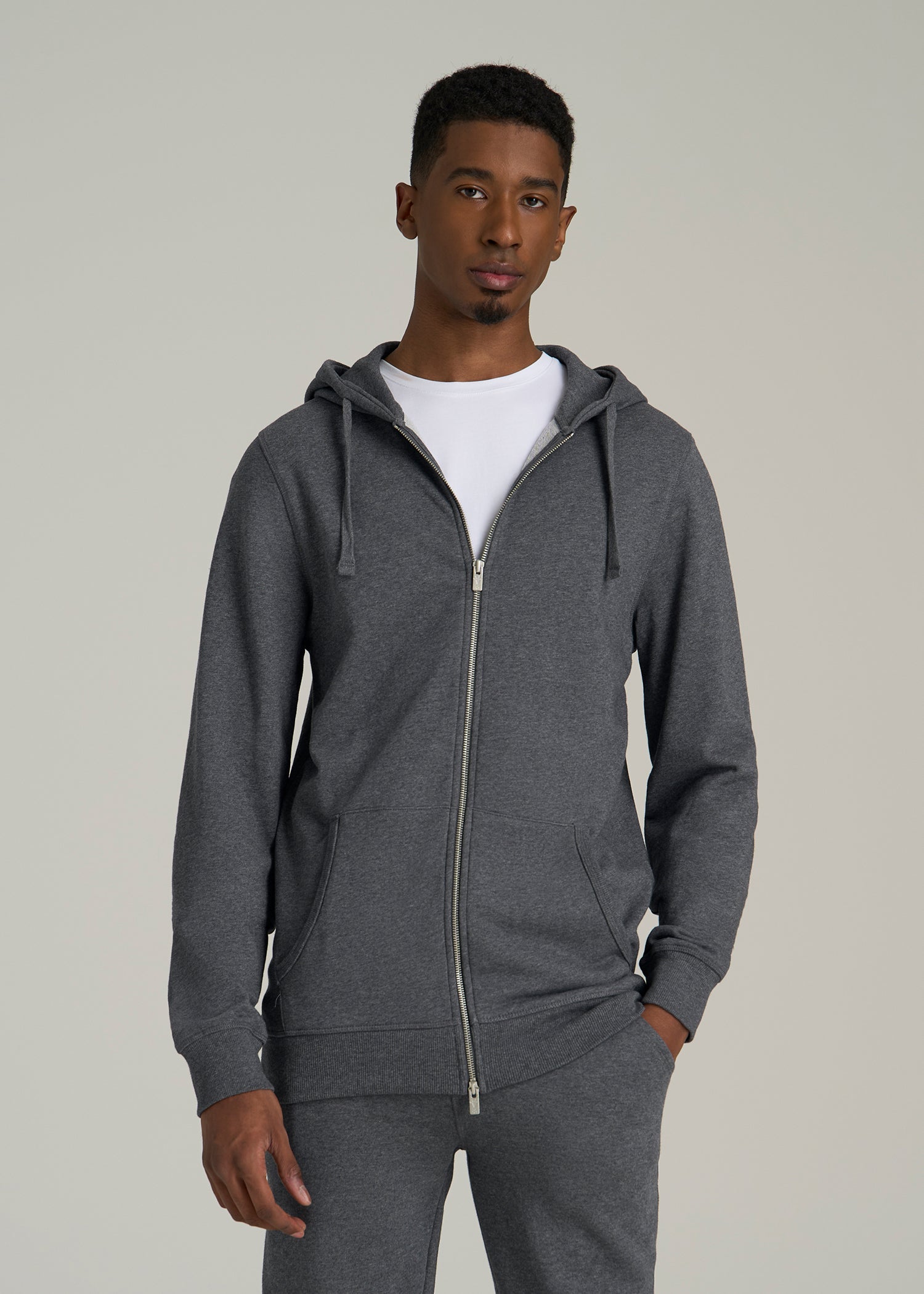Wearever 2.0 French Terry Full-Zip Hoodie for Tall Men in Charcoal Mix