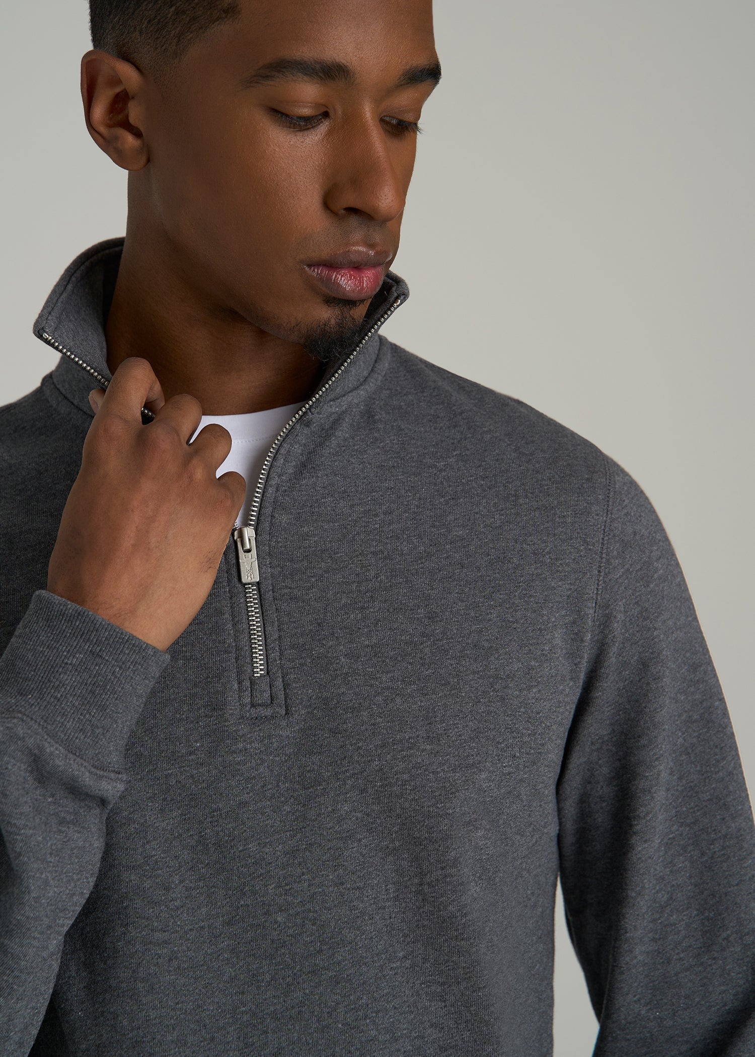 Wearever 2.0 French Terry Quarter-Zip Sweatshirt for Tall Men in Charcoal Mix